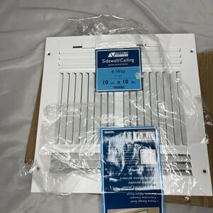 Accord 10" X 10" Sidewall Ceiling Register 4 Way Design White Louvered Vent